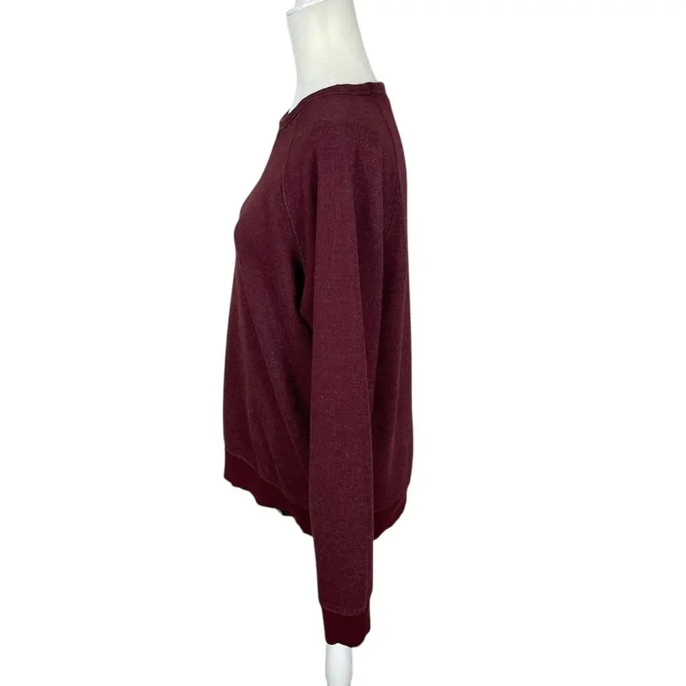 Pact Organic Raglan Crewneck French Terry Sweatshirt Maroon Men's Sz Med Classic - Picture 4 of 10